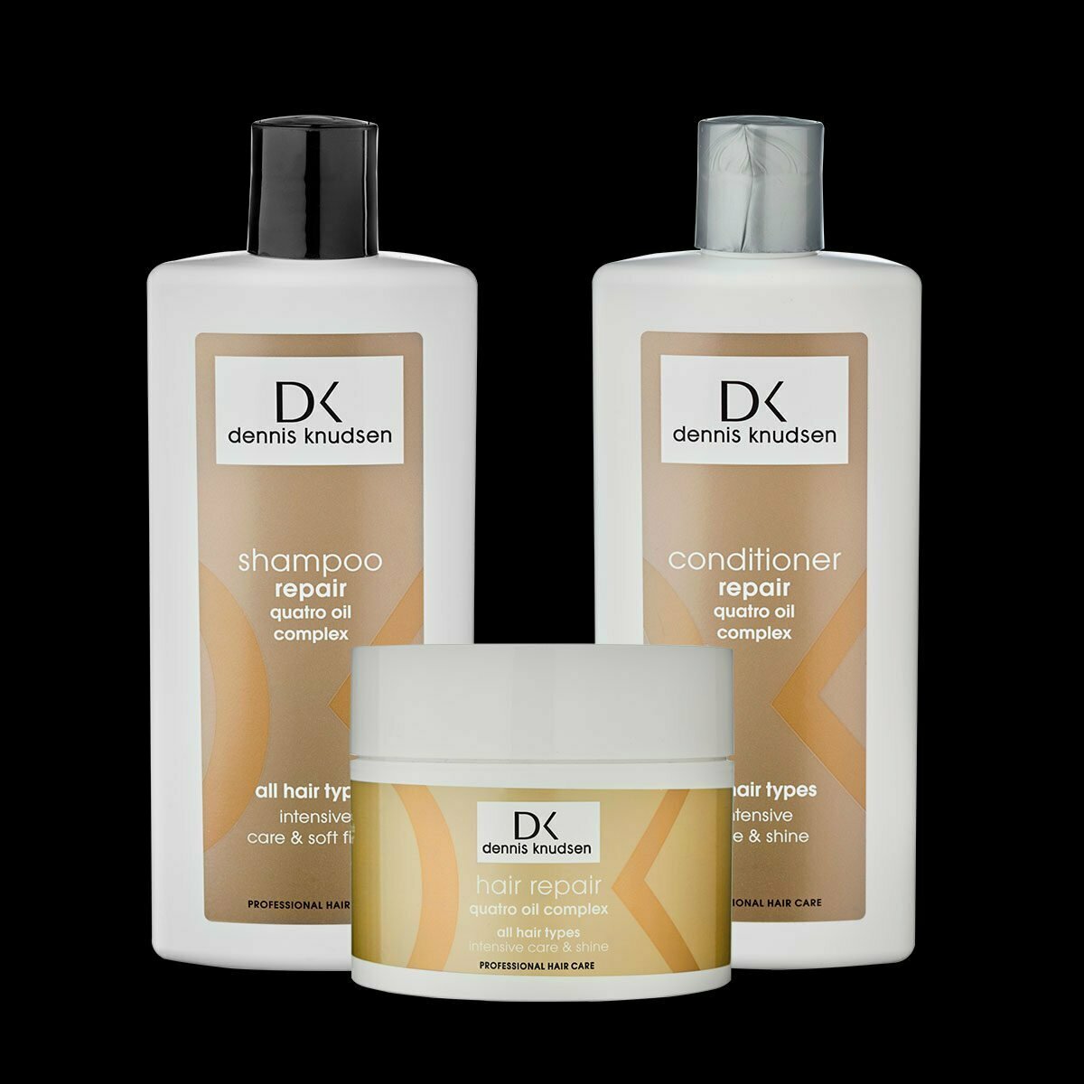 quatro oil hårpleje pakke shampoo balsam hårkur dennis knudsen professional
